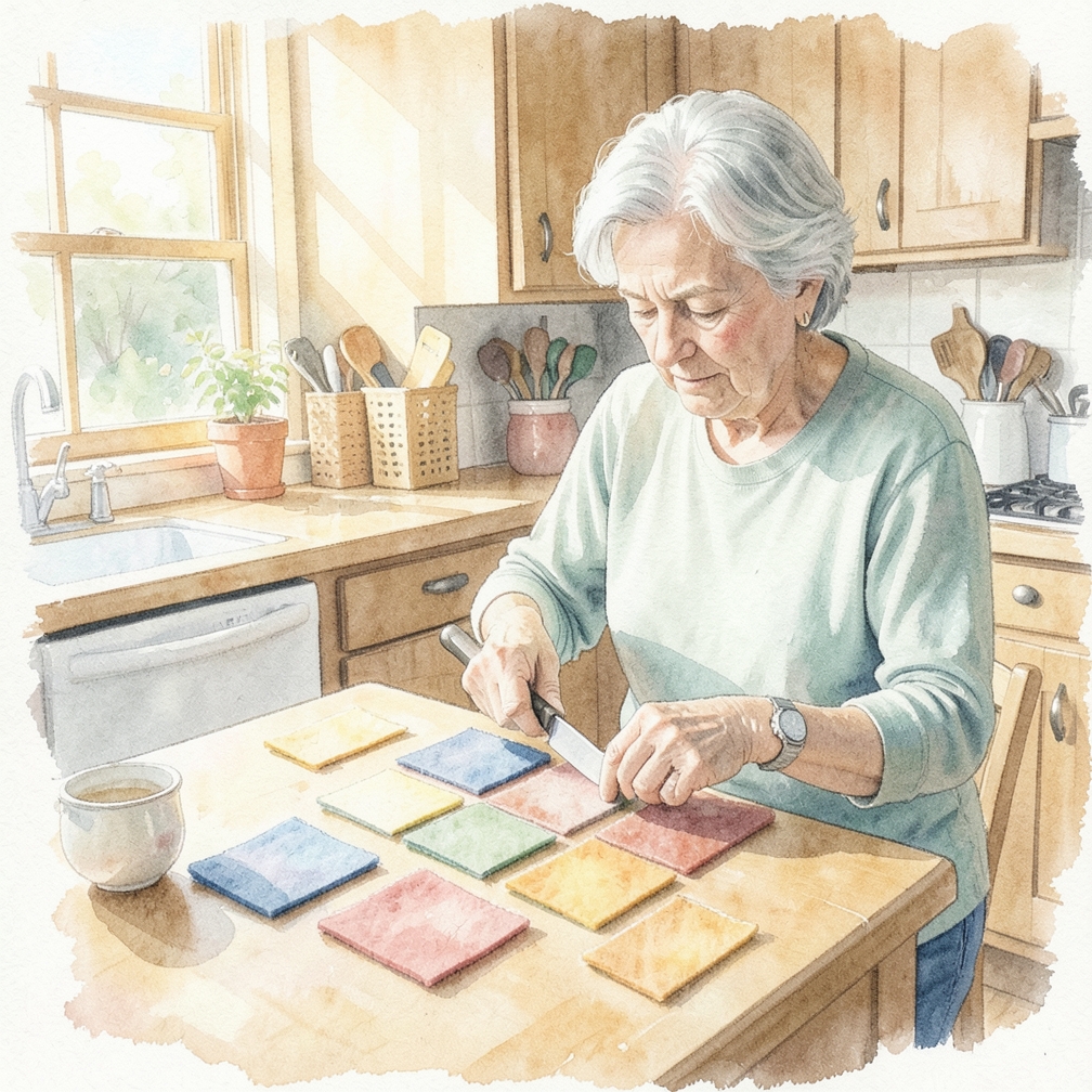 Cut your sweaters into squares and rectangles.