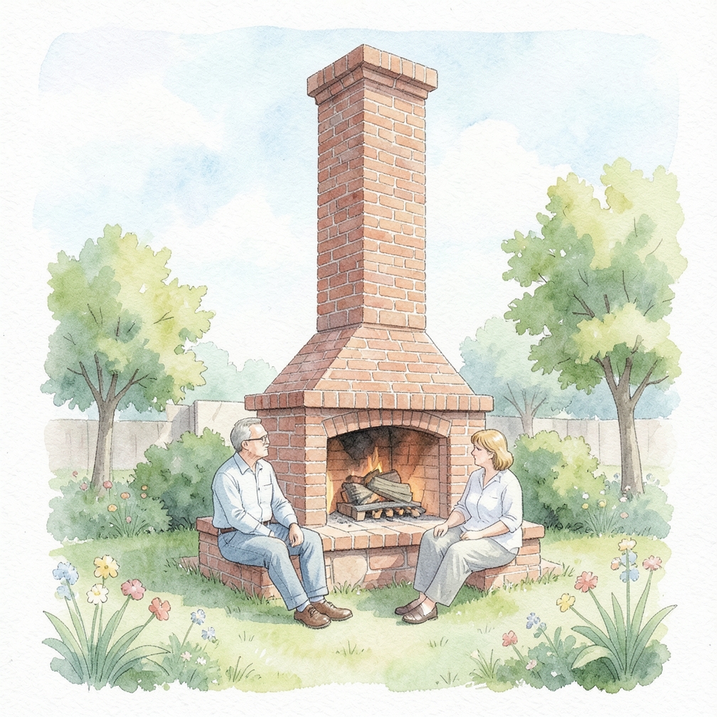 Call a home inspector to check if the brick extends up to the chimney.