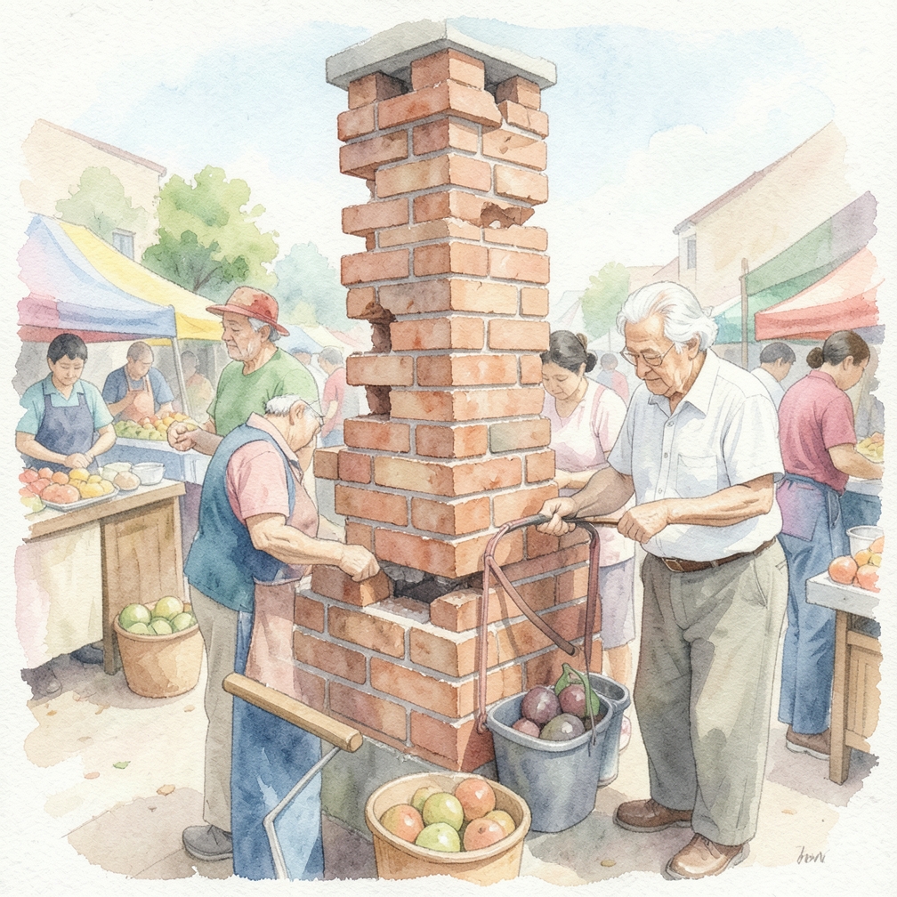 Break all of the bricks so the chimney is below the roofline.