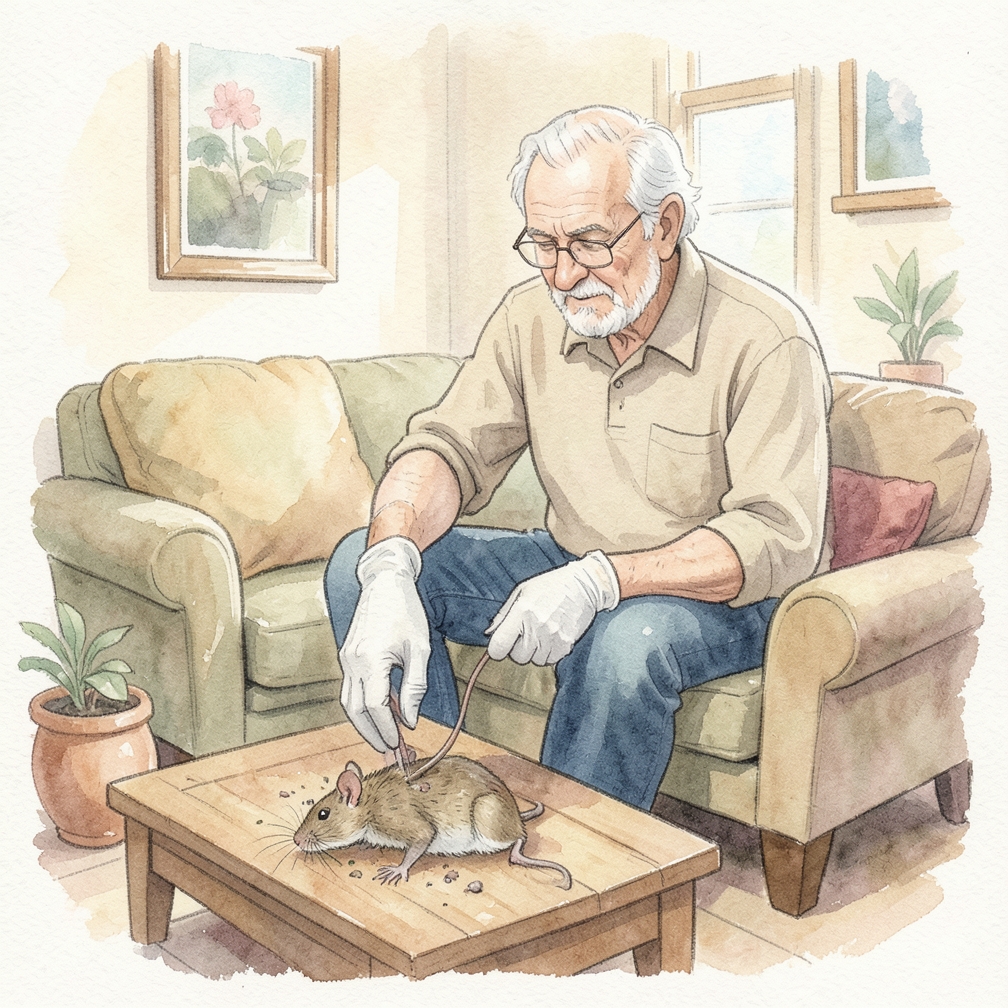 Double-bag dead rodents and throw them in a trash can.