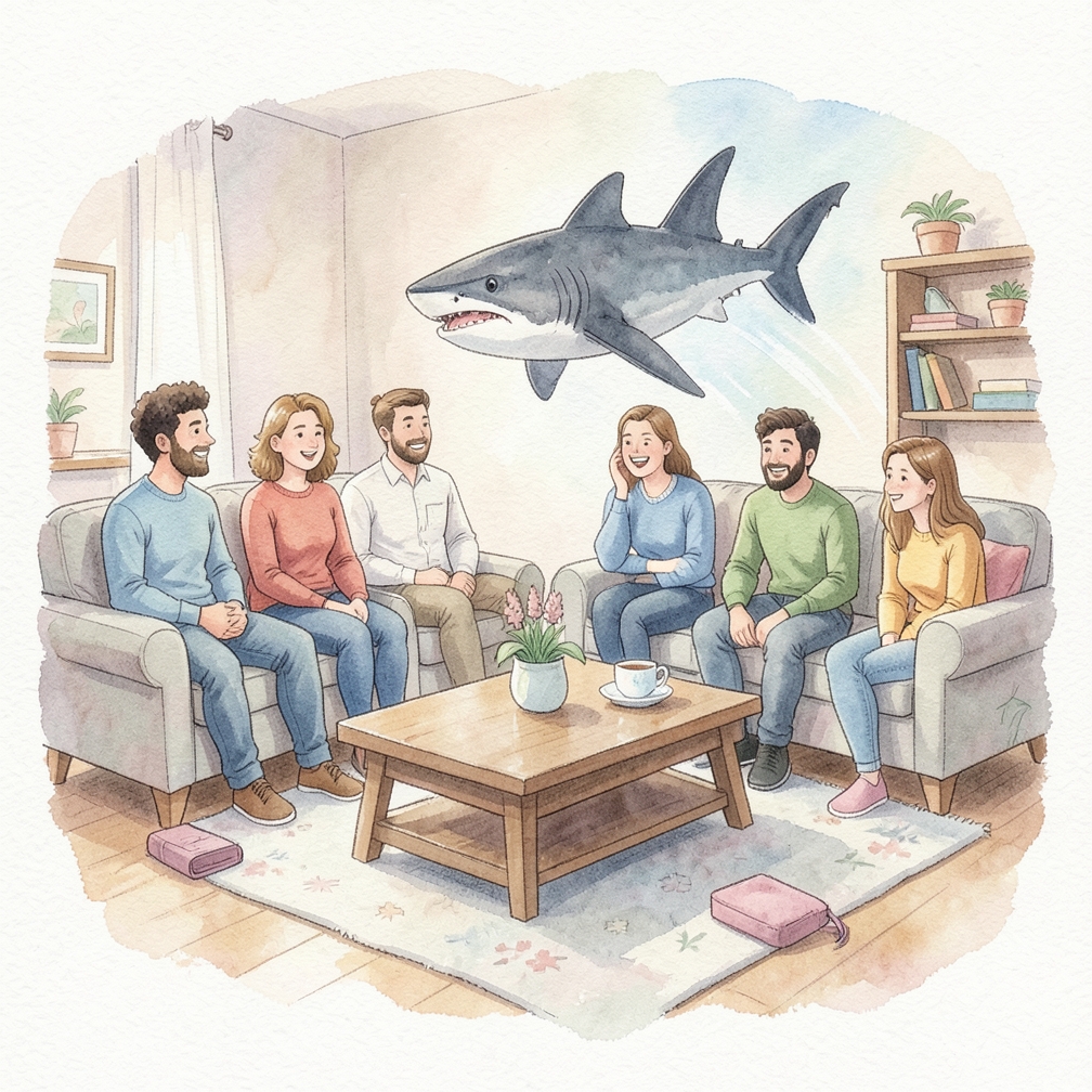Witnessing a group of sharks can indicate your reputation is in danger.
