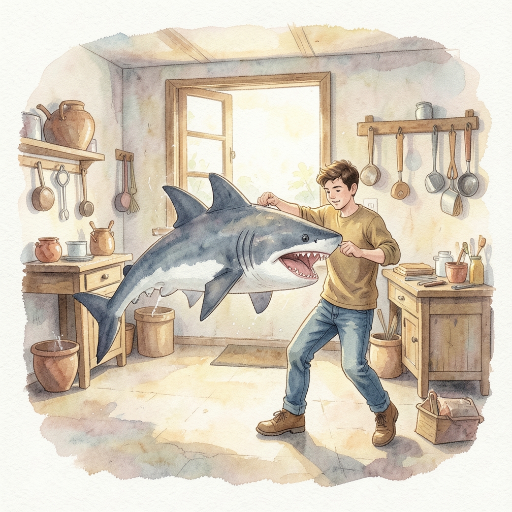 Hitting away a shark might be a sign to face your problems head-on.