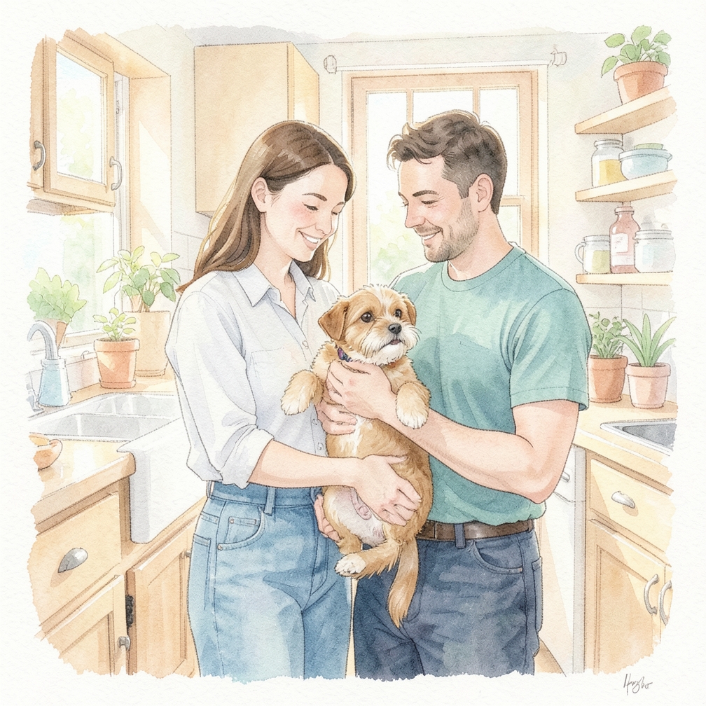 Have someone else hold and calm the dog.