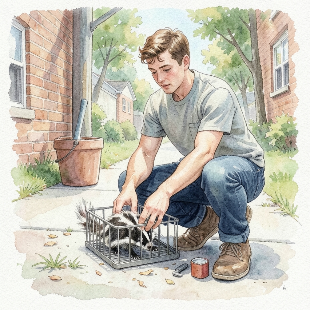 How to Handle Approach and Release a Skunk from a Live Trap Step by Step
