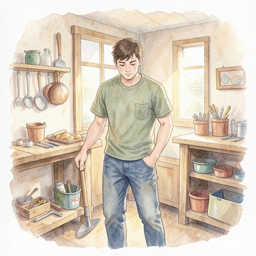 Loosen the dirt with a mattock.