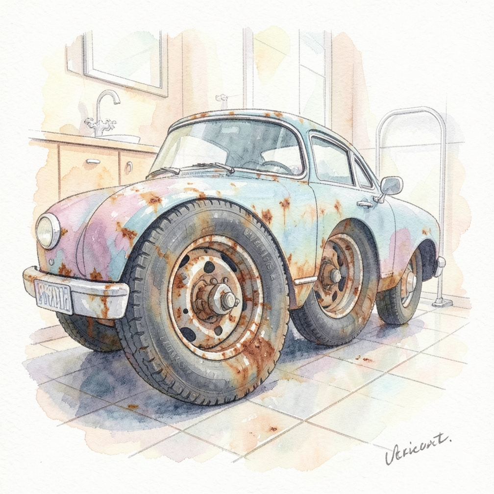 Inspect your wheel wells and bumpers.