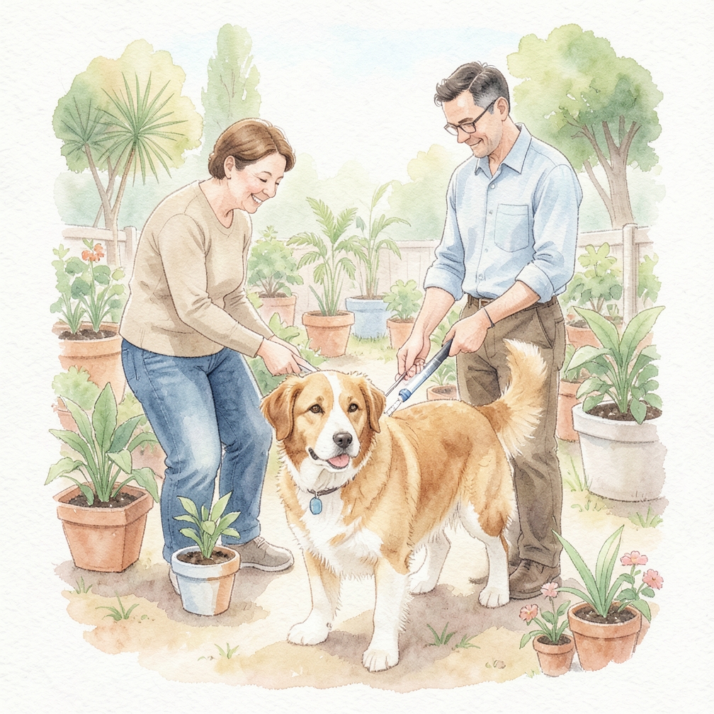 Introduce your dog to the syringe beforehand.