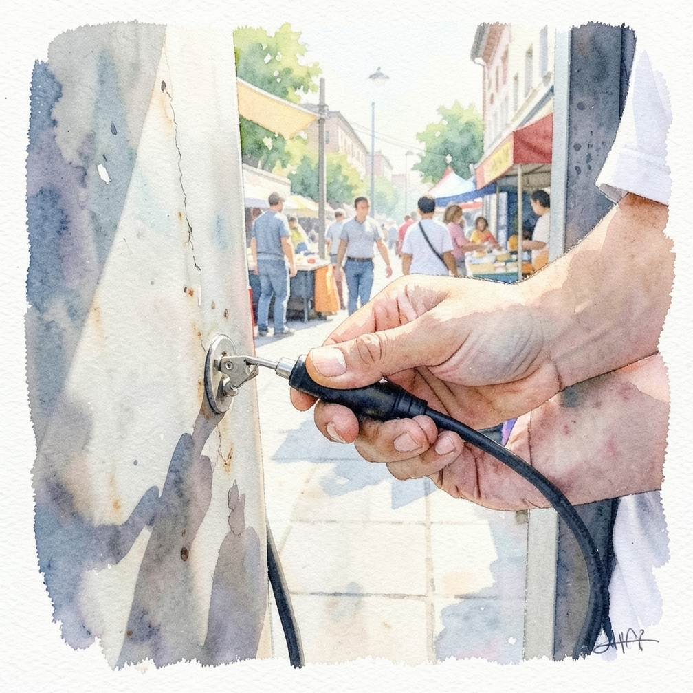 Connect the test light’s clip or clamp to a metal surface to ground it.
