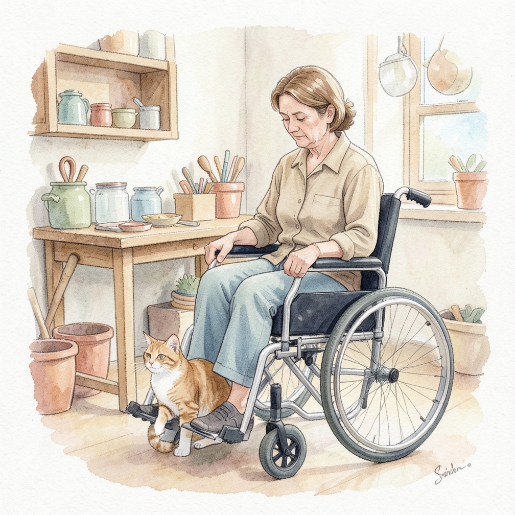 Talk to your vet about getting a wheelchair or other mobility device for your cat.