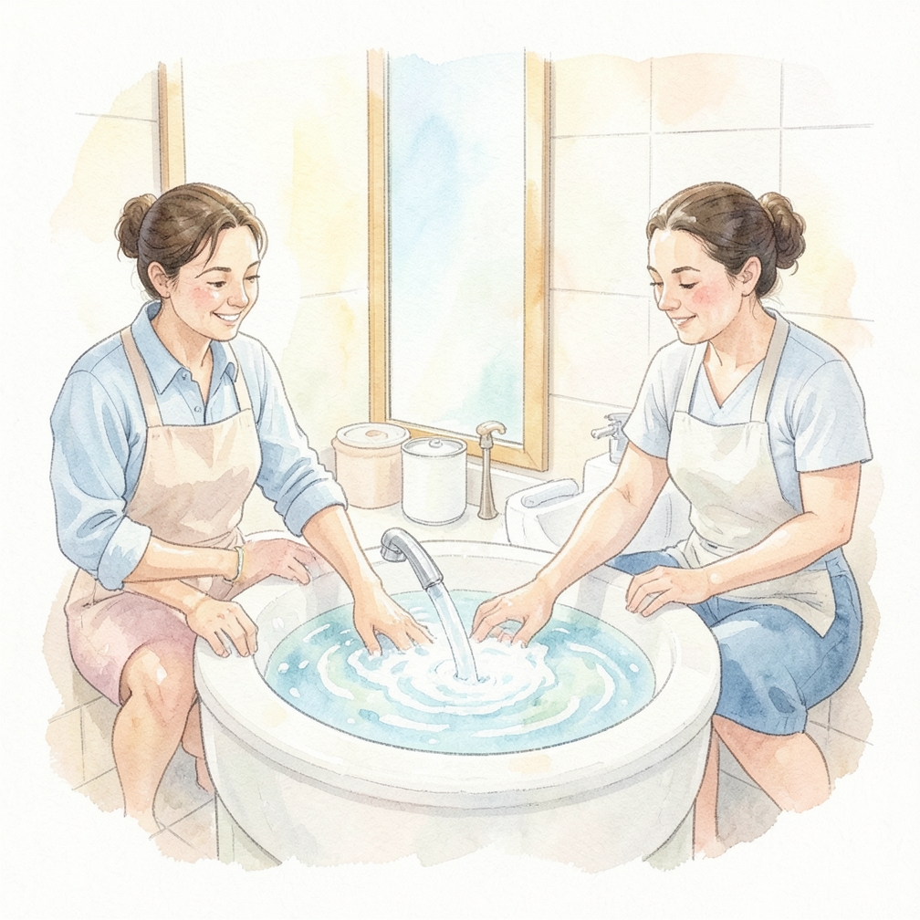 Fill a bowl or basin with warm tap water.