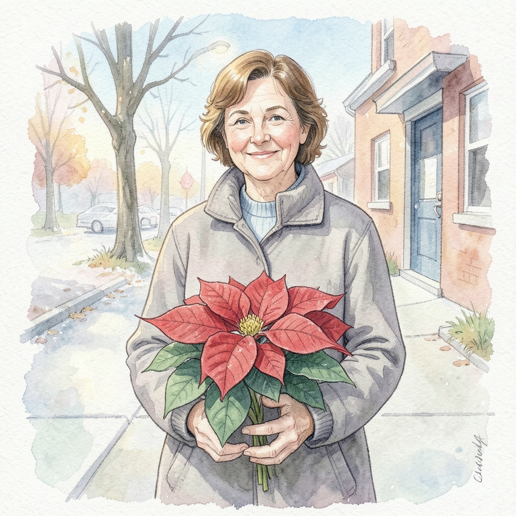 Care for the poinsettia until spring.