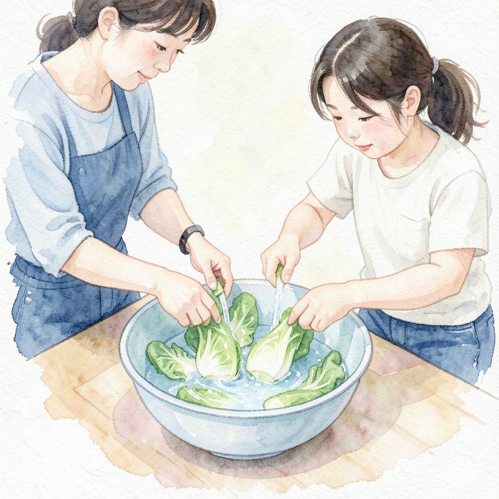 Cut the bok choy into quarters.