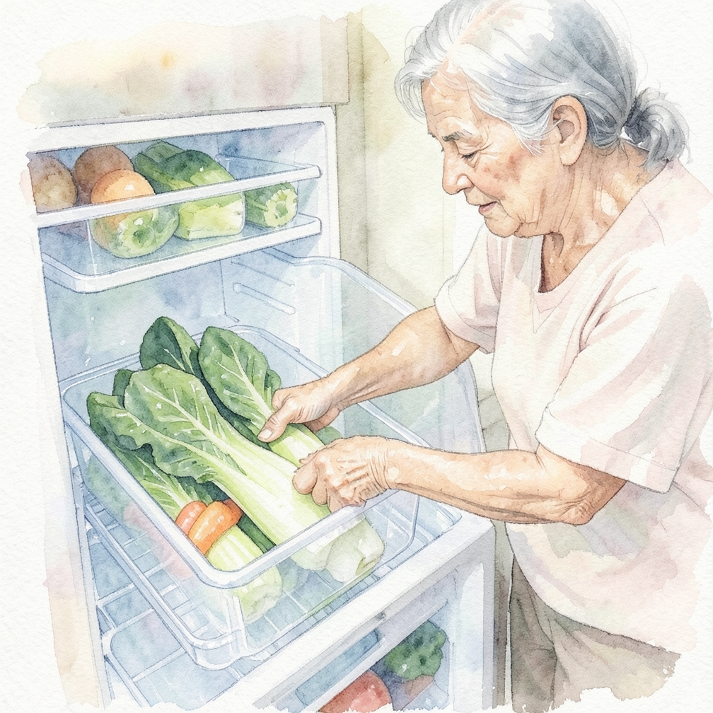 Secure the bok choy in a plastic bag.