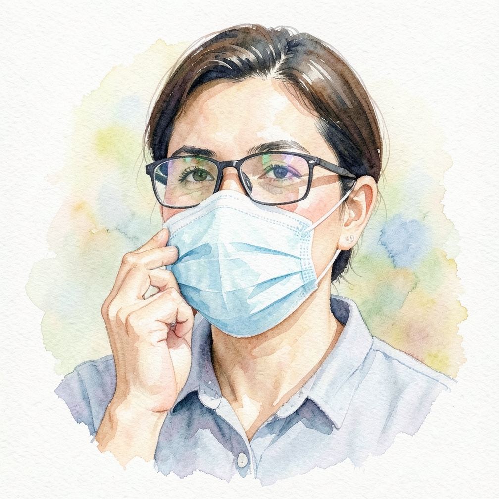 Put on a pair of safety glasses and a face mask.