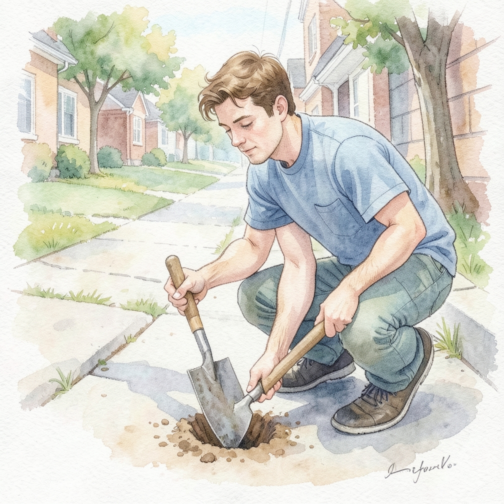 Dig a small hole in the ground to replant the daisies in your garden.
