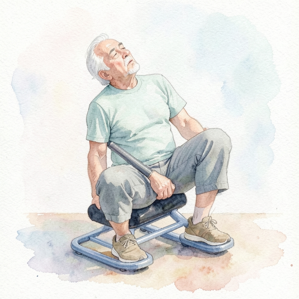 Exhale and bend forward with your abs contracted.