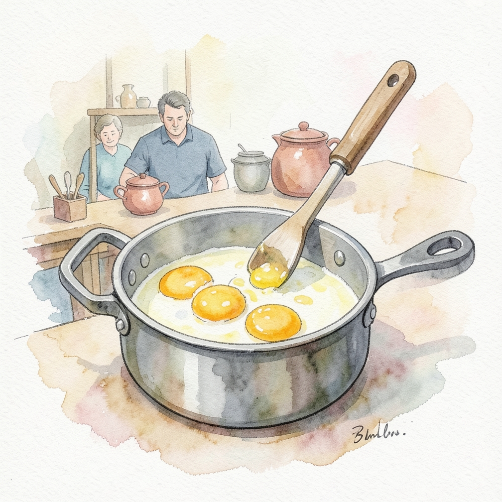 Mix together the egg yolks, sugar, and corn syrup.