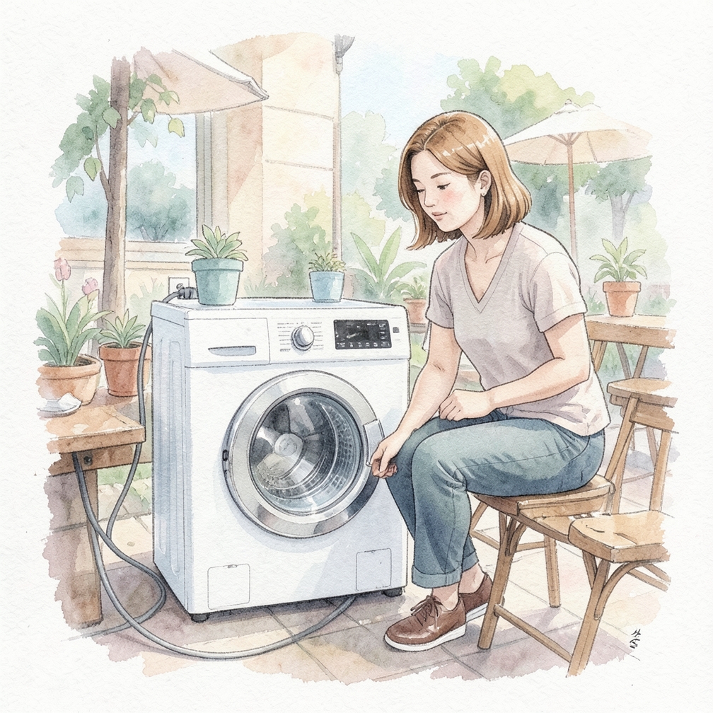 Plug the washing machine into an electrical outlet near any sink.