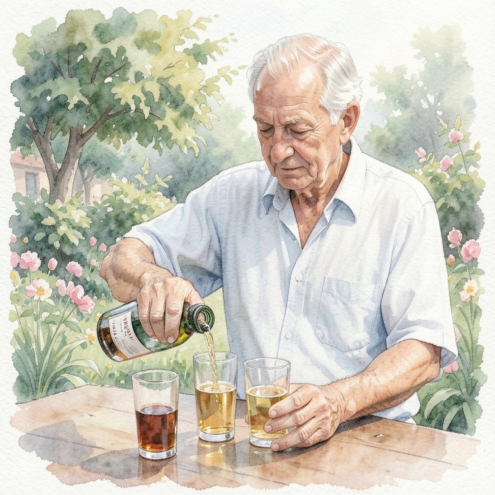 Pour the drinks into shot glasses.