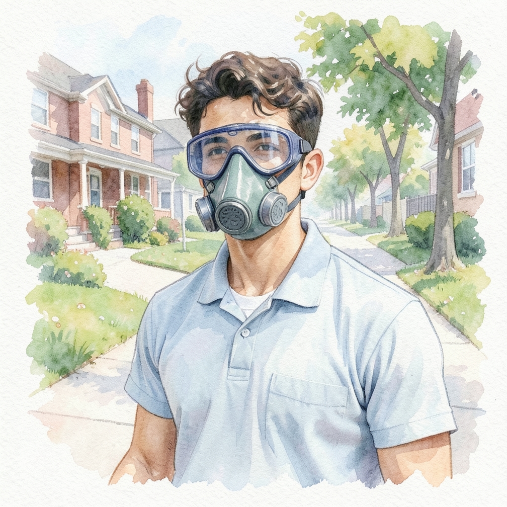 Put on a respirator and personal safety gear for any car painting job.