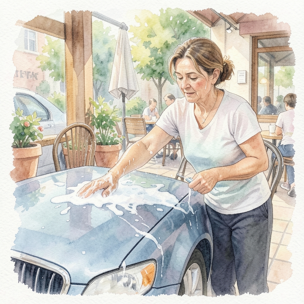 Wash and rinse your car’s roof, then let it air dry.