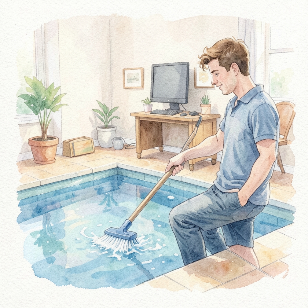 Scrub the sides and bottom of your swimming pool.