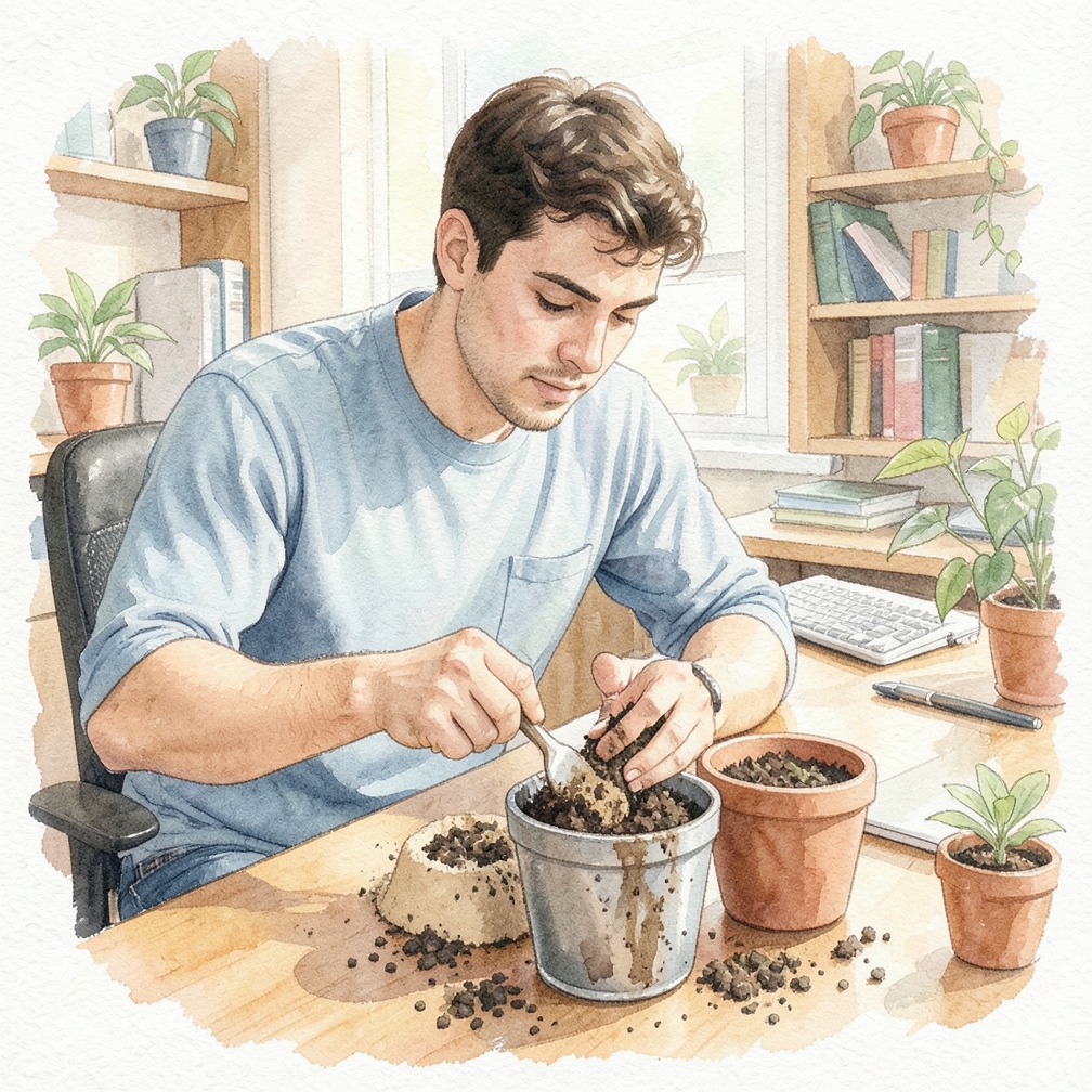 Fill a 10 US gal (38 L) pot with 85% soil, 10% sand, and 5% compost.