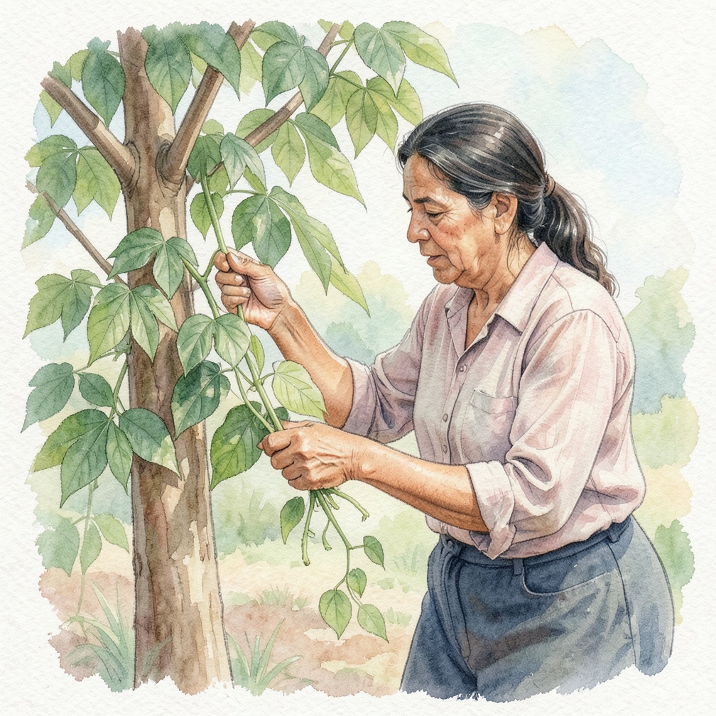 Pull leaves after the moringa is 3 feet (0.91 m) tall.