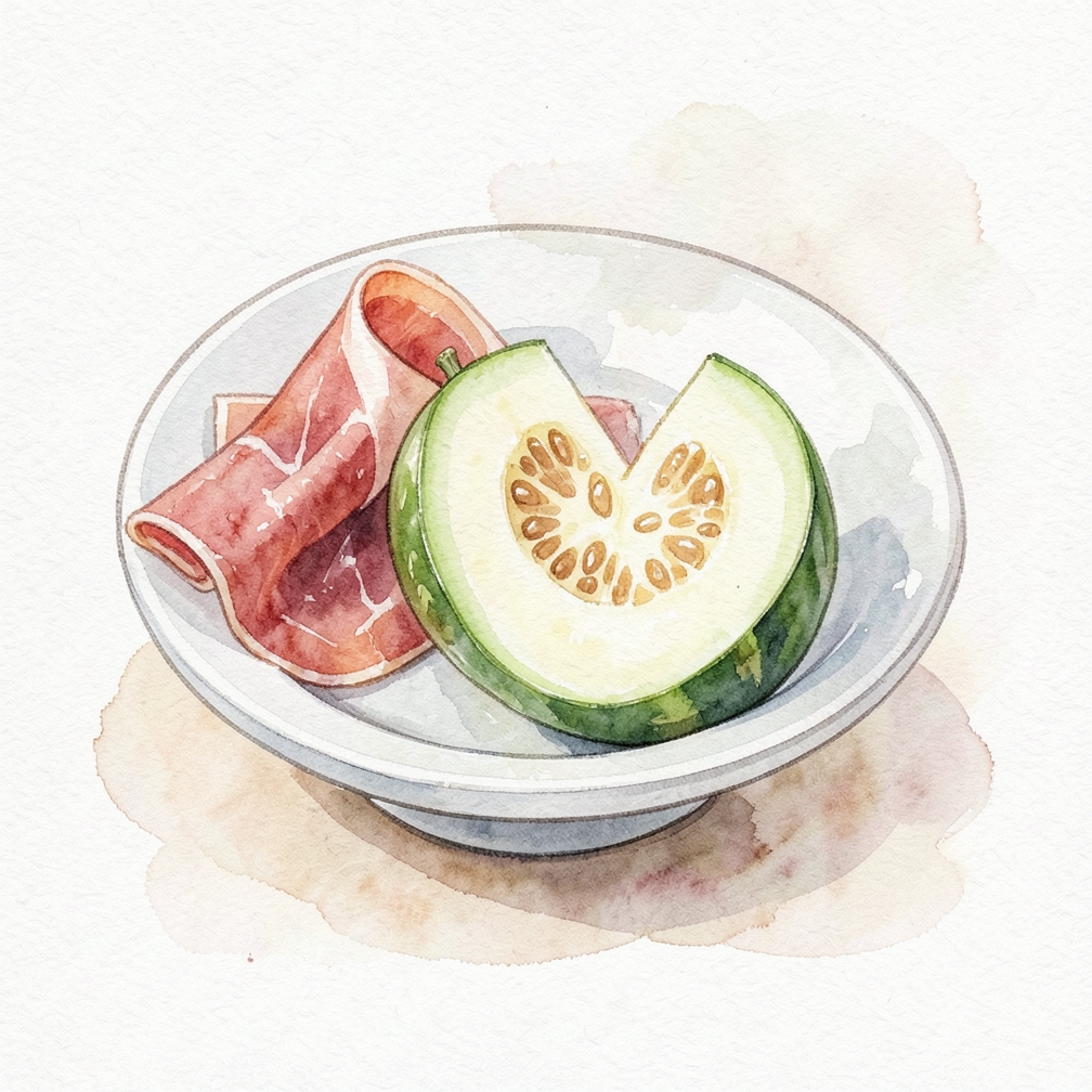 Wrap pepino melon in prosciutto