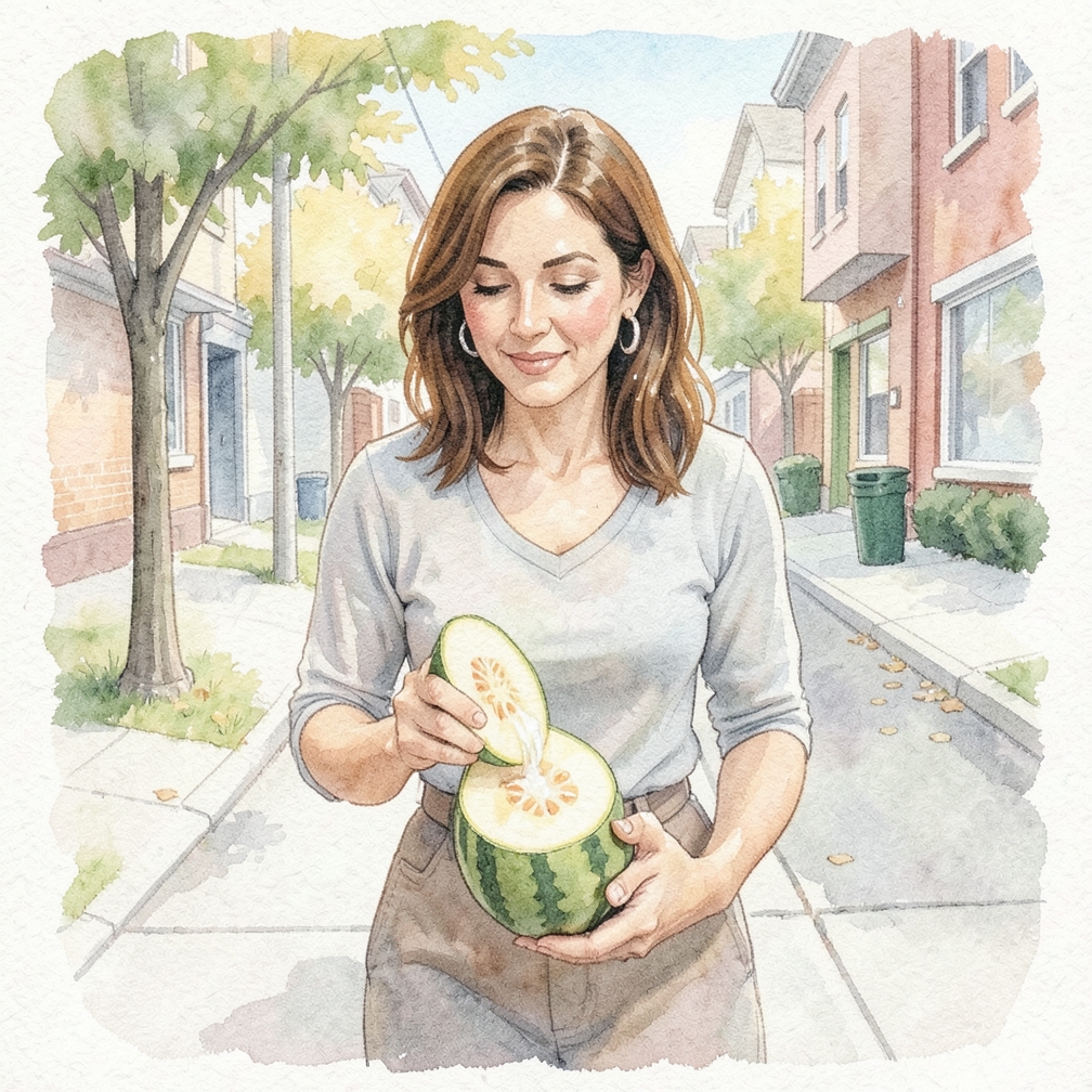 Poach pepino melon in sugar