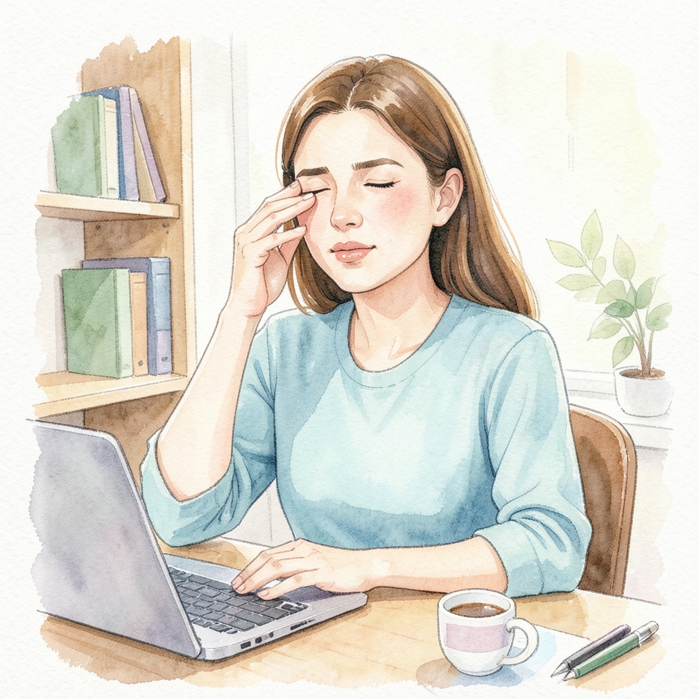 Practice blinking slowly and rapidly to help reduce eye strain.